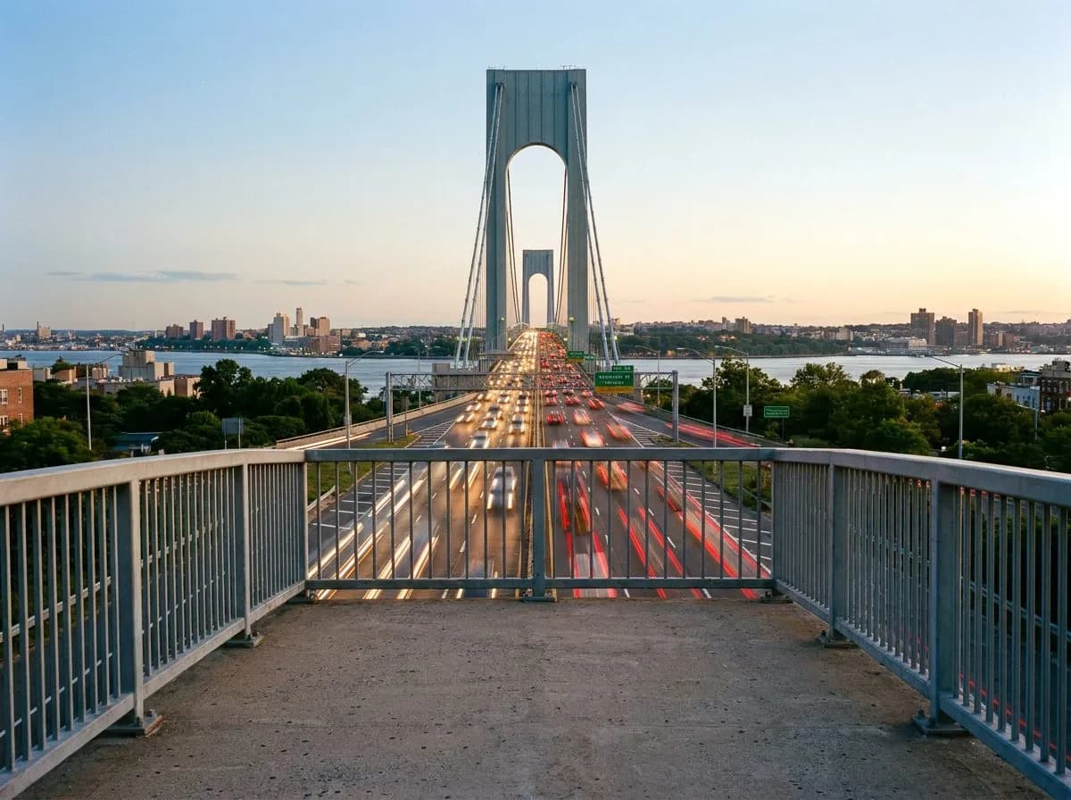 Belt Parkway Shore Parkway Pedestrian Overpass and Verrazano Frame