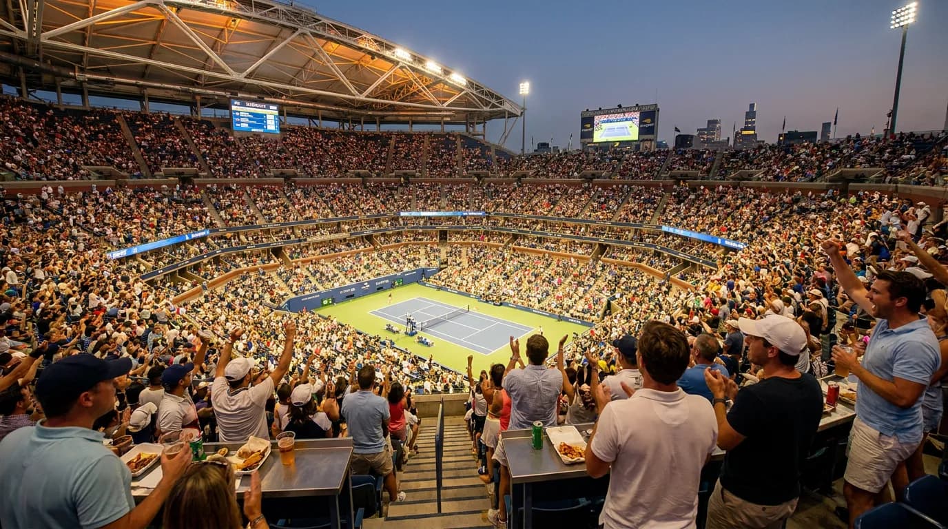 Bright US Open tennis atmosphere illustrating Ben Shelton’s Serve Could Transform US Open Night Sessions.