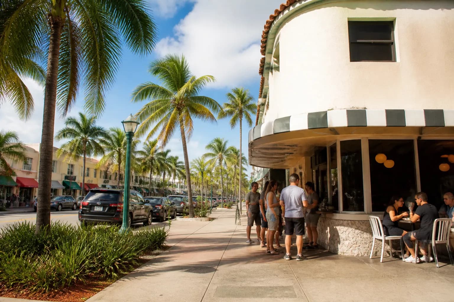 Realistic Miami food and neighborhood scene