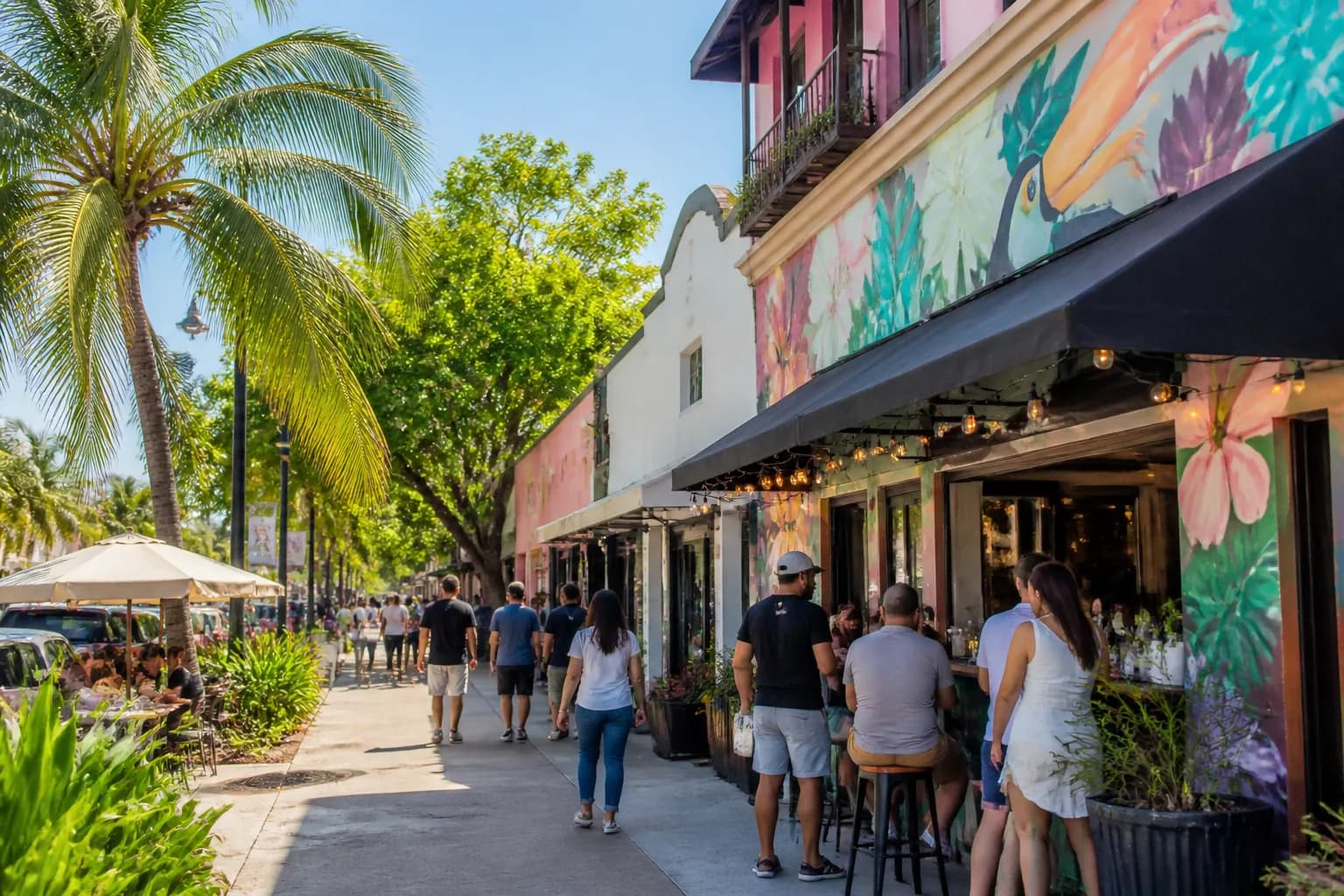 Realistic editorial Miami local-life photograph