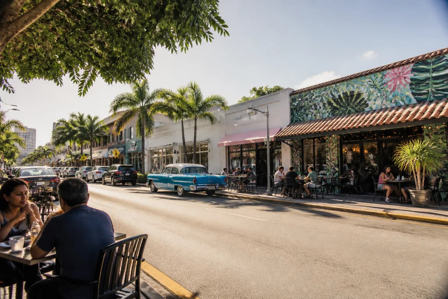 Realistic editorial Miami local-life photograph