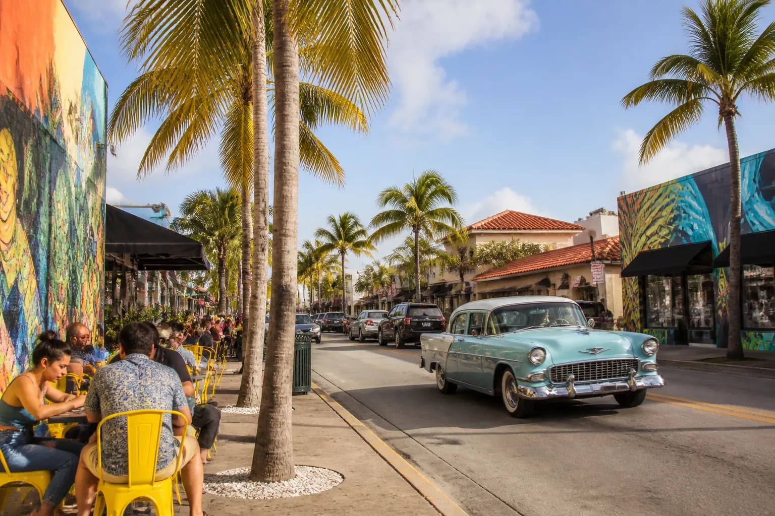 Realistic Miami food and neighborhood scene