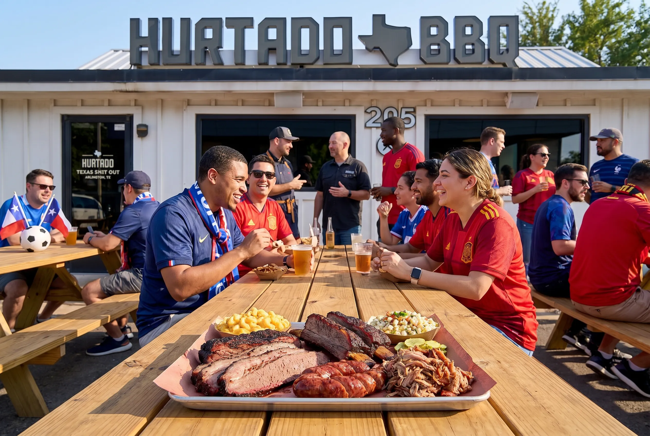 Bright World Cup match-day scene in Dallas · Arlington.