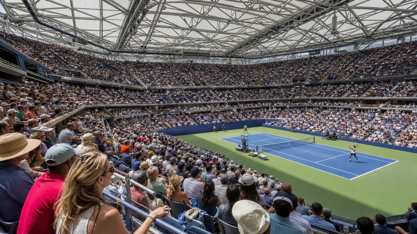 Bright US Open tennis atmosphere illustrating Best Arthur Ashe Stadium Seats for Every Fan Budget.