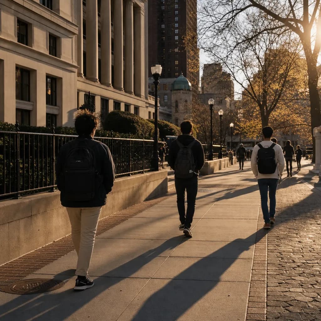 A Columbia-style stone walkway with free outdoor seating energy