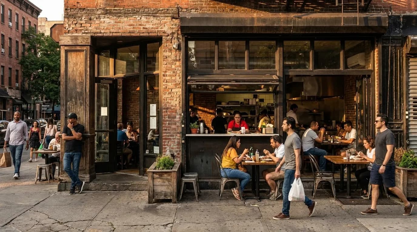 Exterior of Caracas Arepa Bar in the East Village
