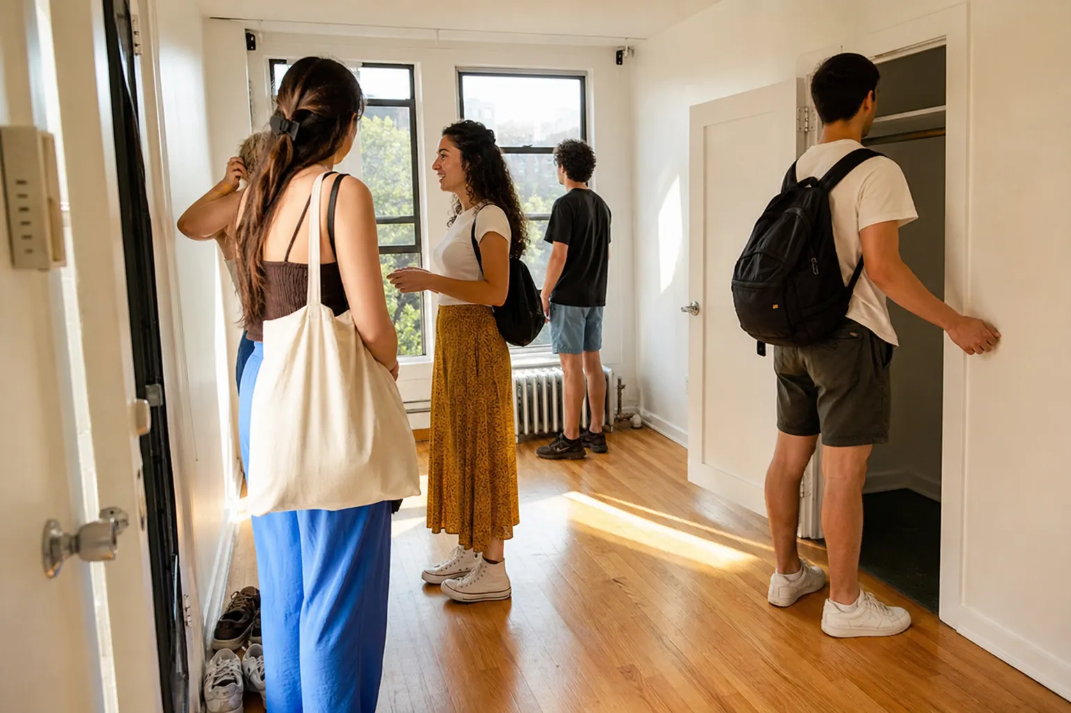 Brooklyn apartment open house with afternoon sun