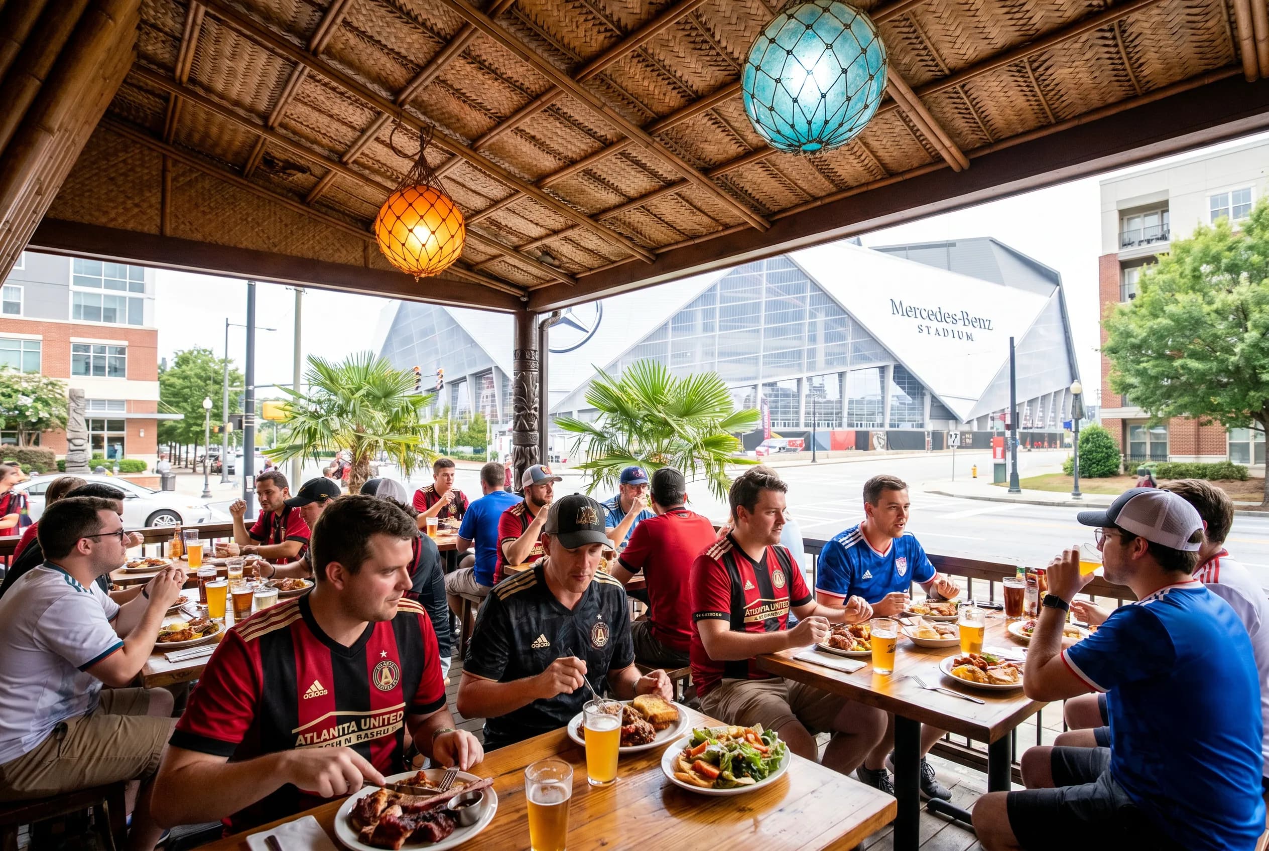 Bright World Cup match-day scene in Atlanta.