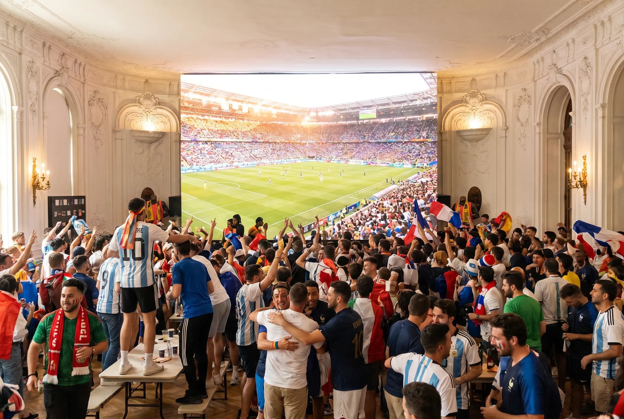 World Cup supporters navigating New York City during match day.