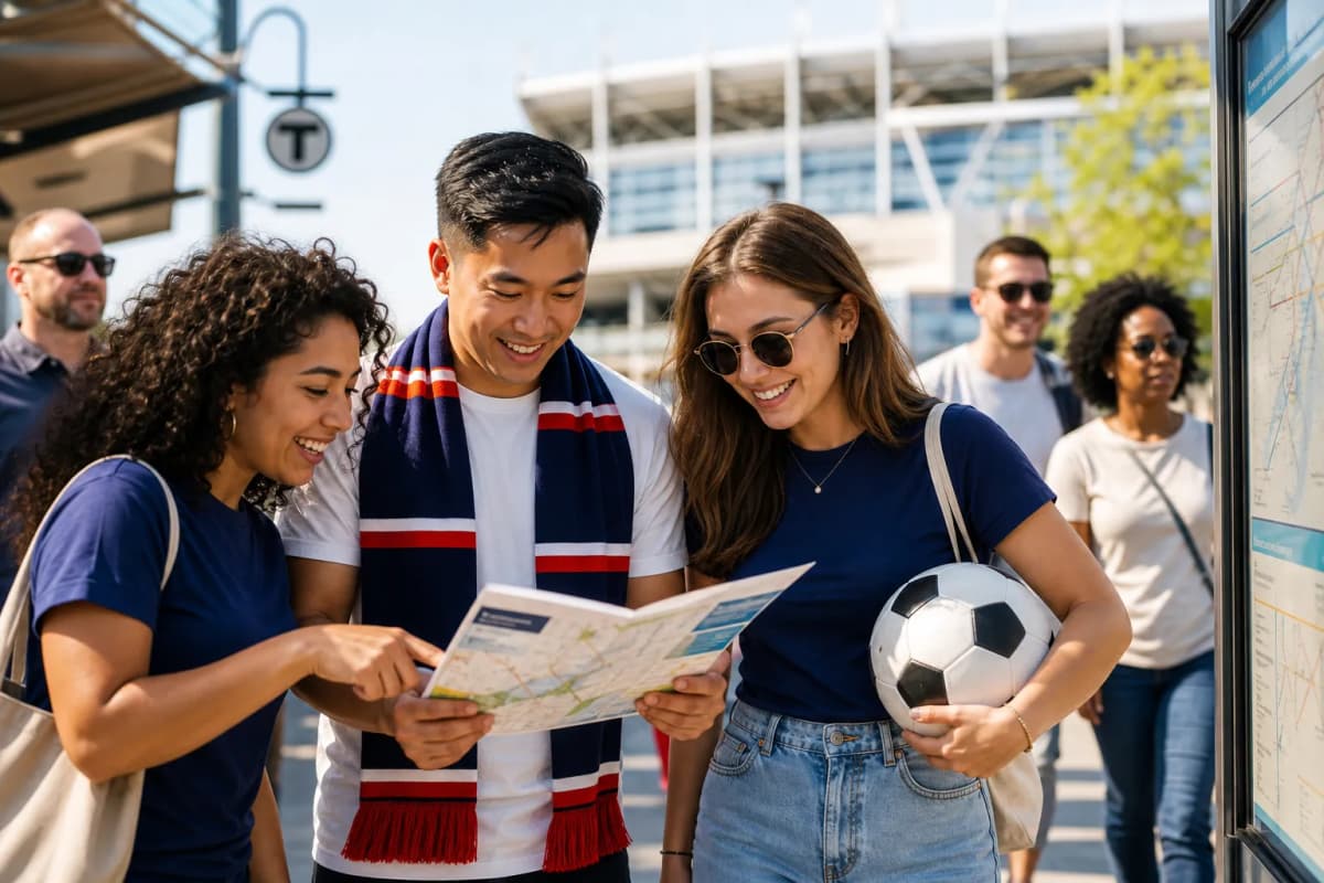 Boston / Foxborough fans checking a World Cup match-day route