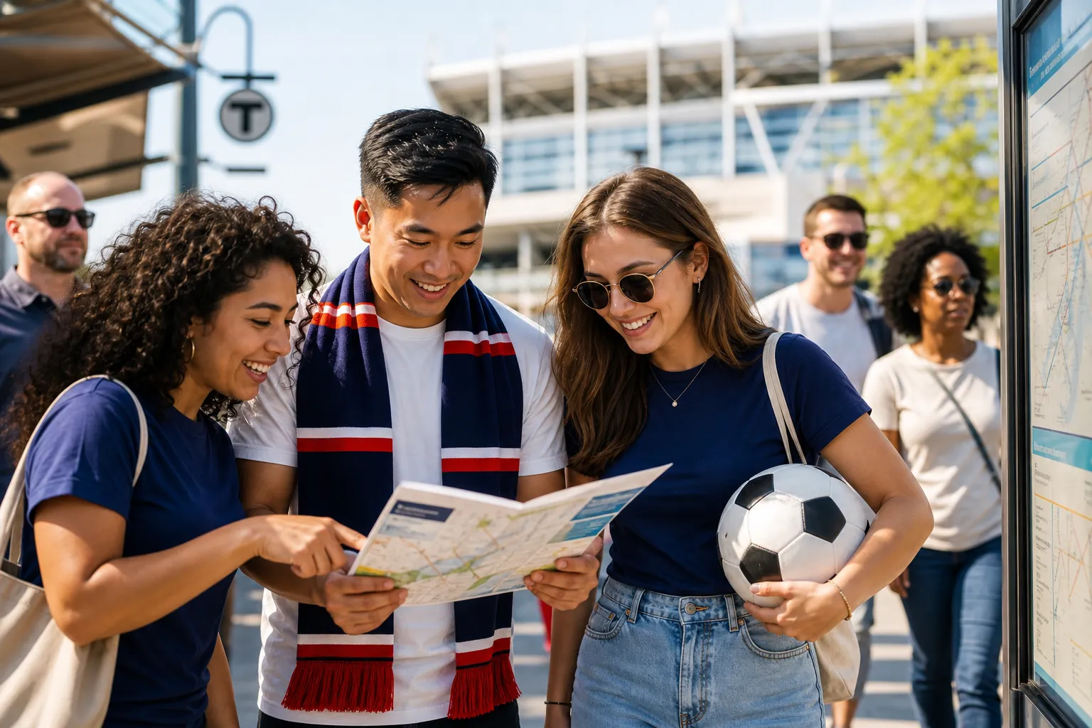 Boston / Foxborough fans checking a World Cup match-day route