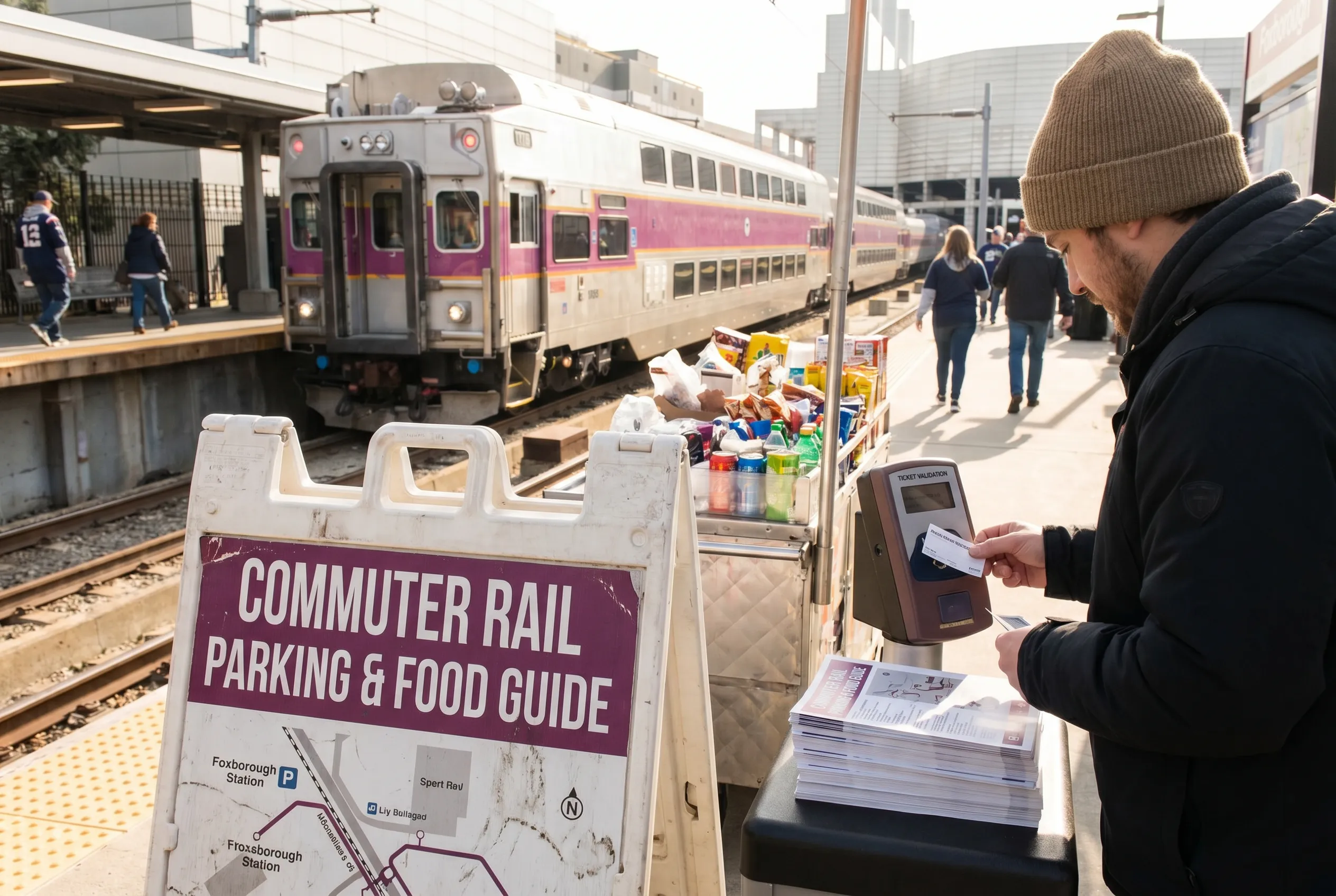 A bright practical scene for boston stadium commuter rail parking and foxborough food guide.