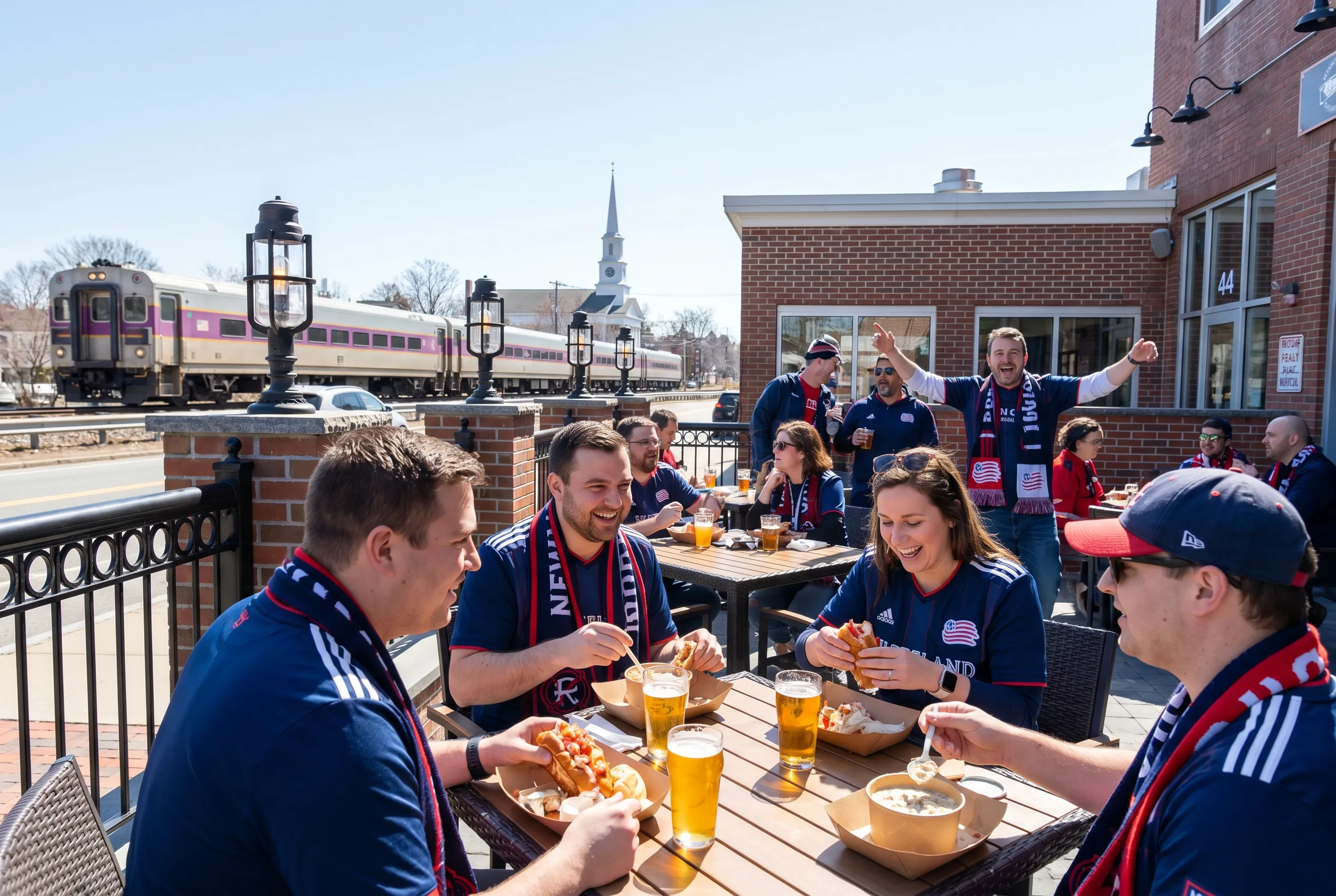 World Cup supporters navigating Boston · Foxborough during match day.