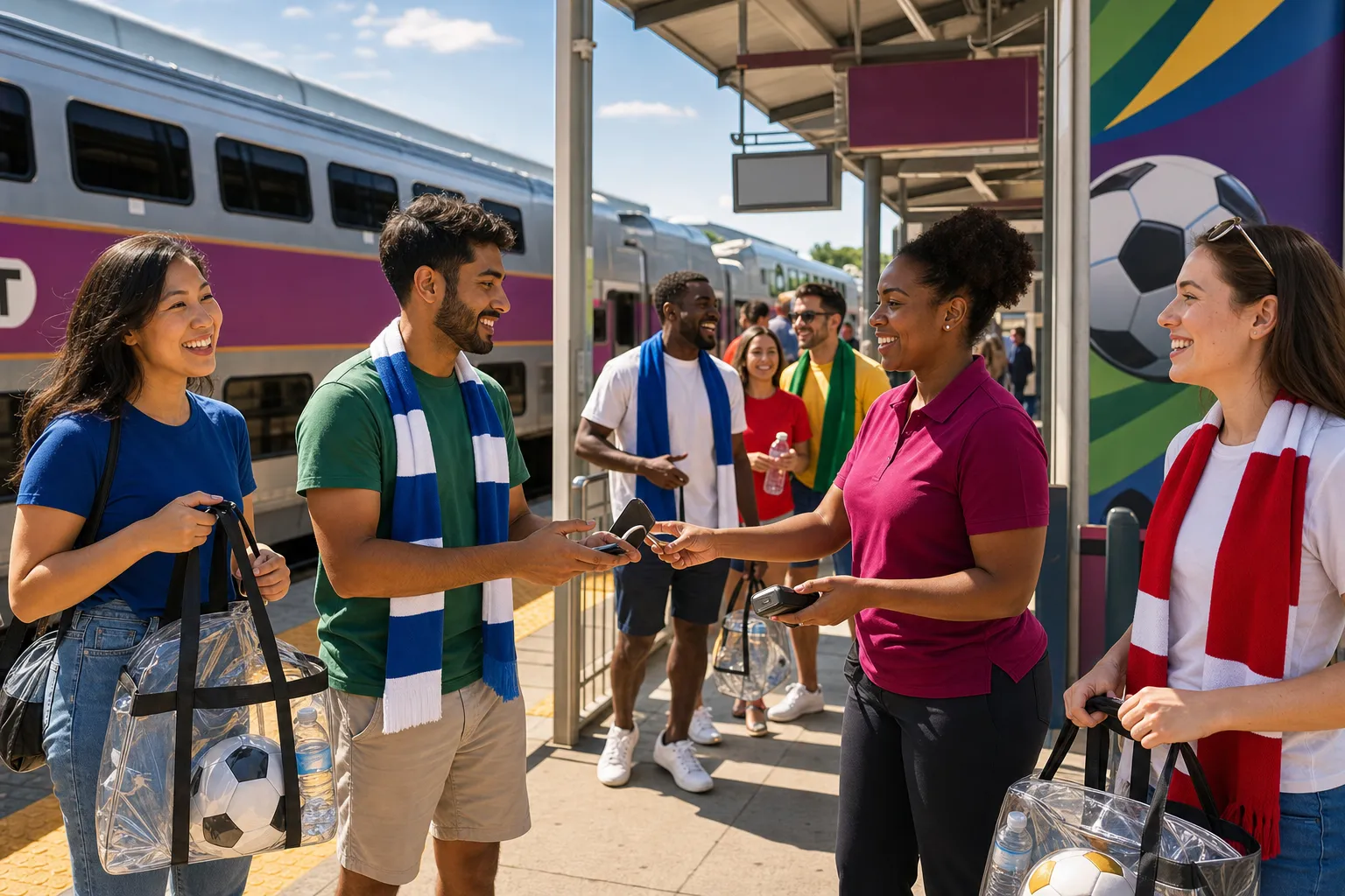 Boston fans checking an express route to Foxborough for a World Cup match