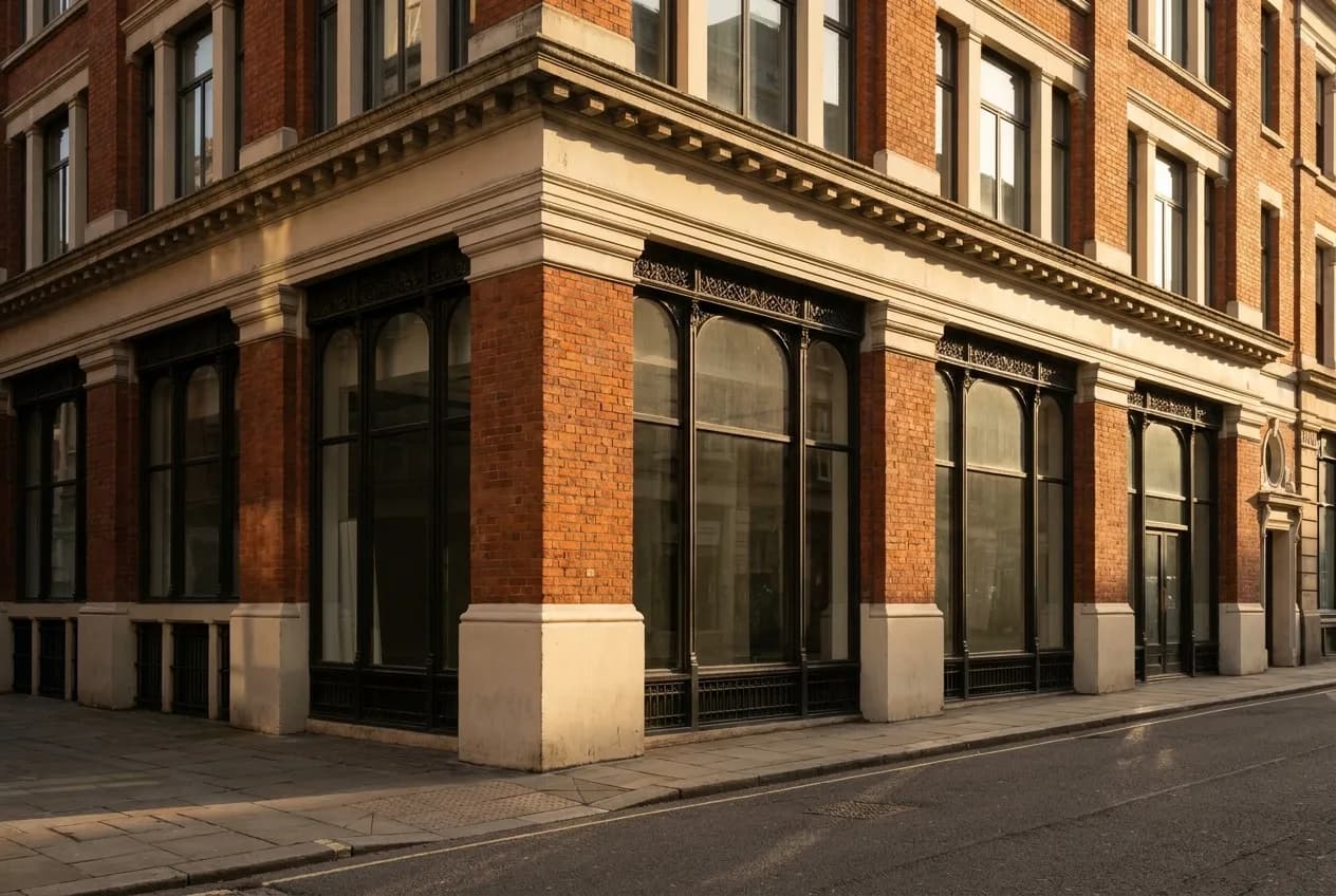 A corner bar in a downtown historic building with tall windows and afternoon light