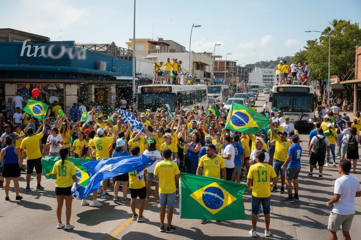 Bright public fan atmosphere for Brazil in Dallas
