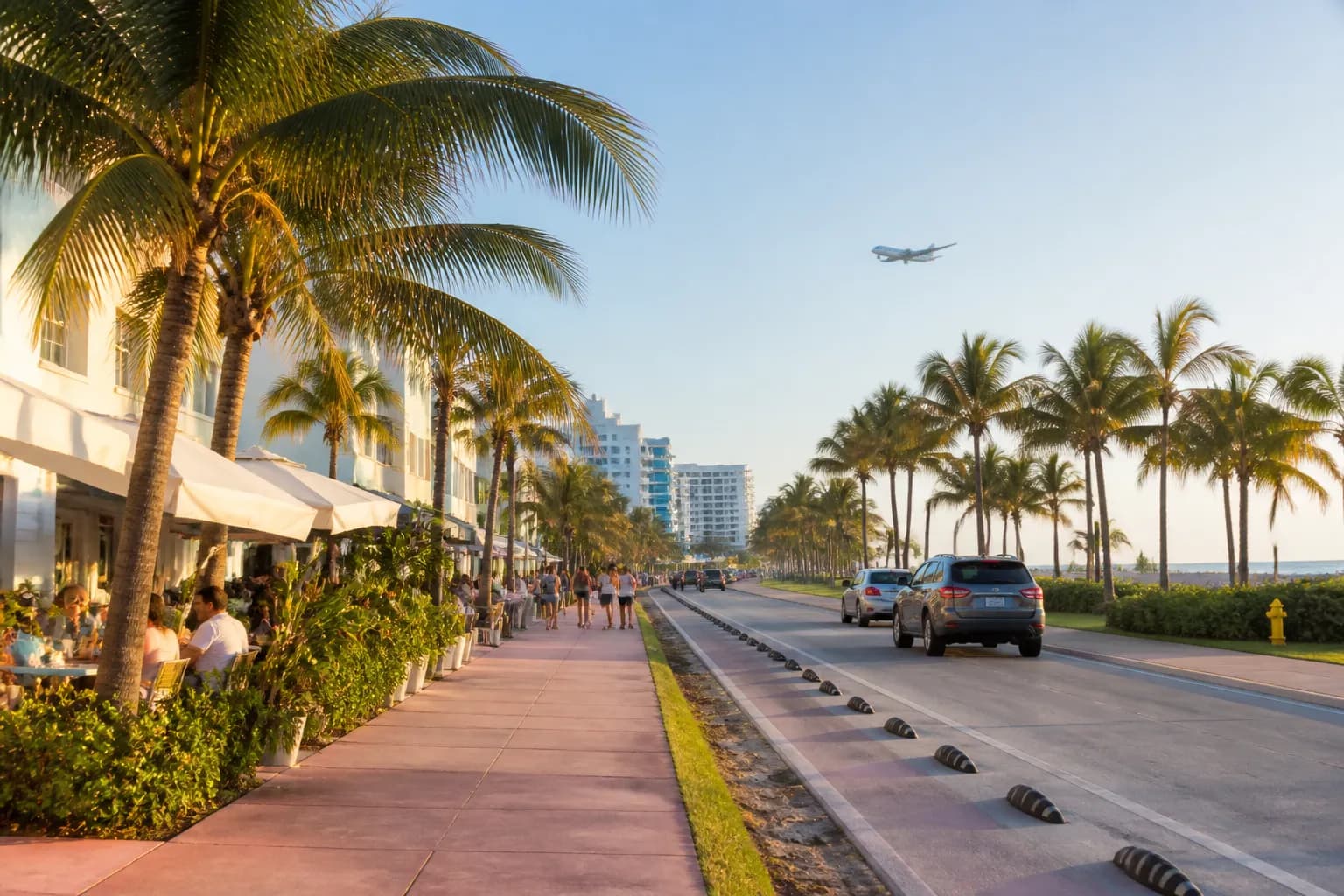 Realistic Miami food and neighborhood scene