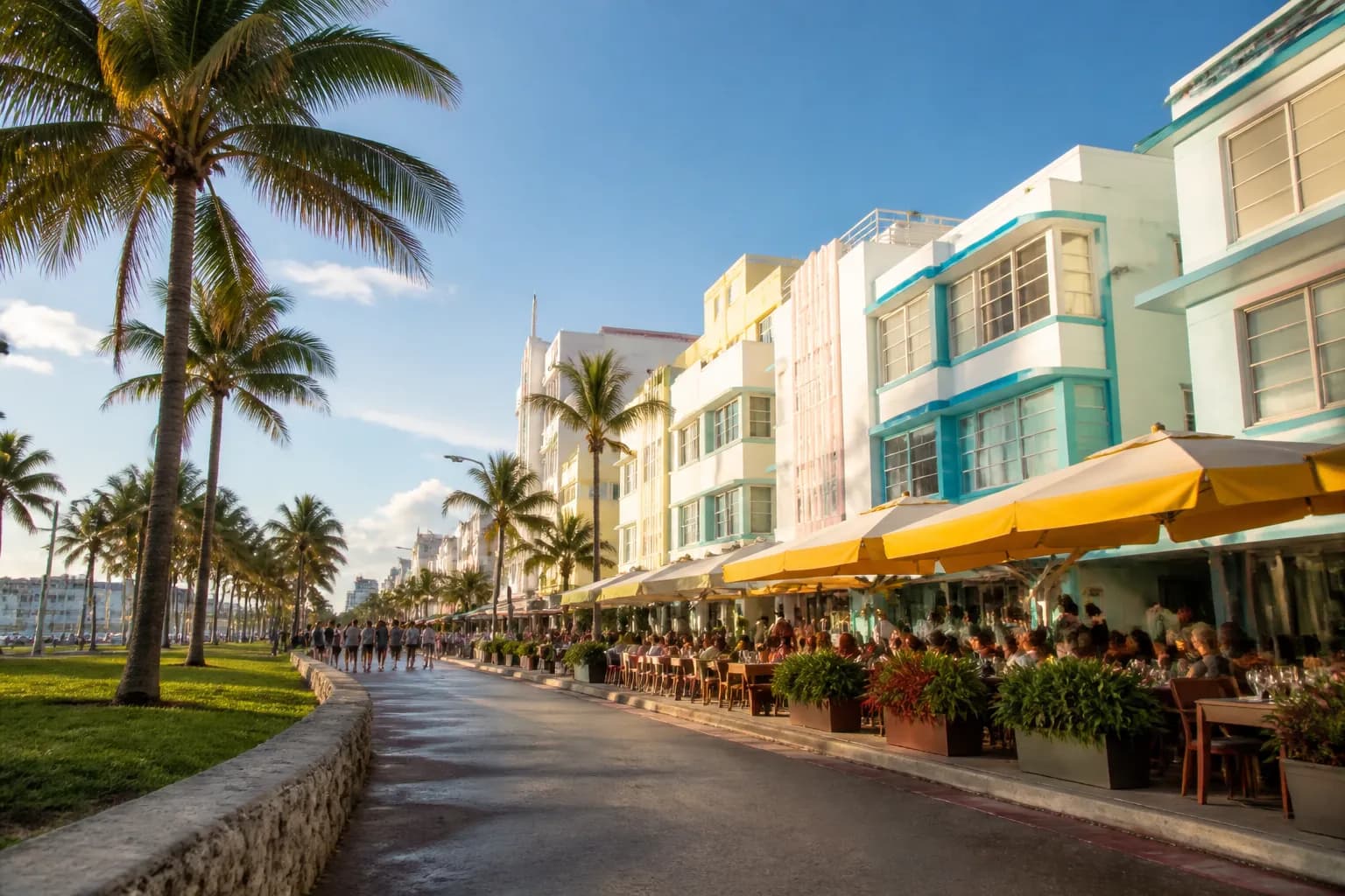 Realistic Miami food and neighborhood scene