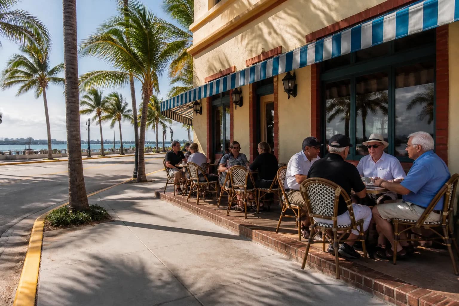 Realistic Miami food and neighborhood scene
