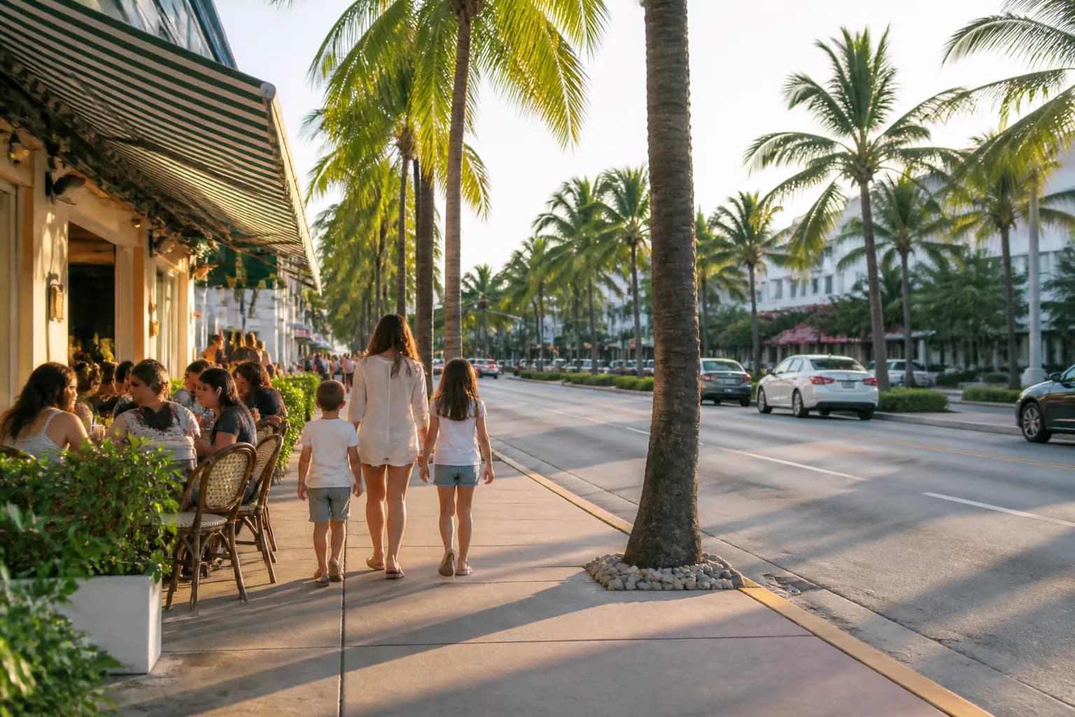 Realistic Miami food and neighborhood scene