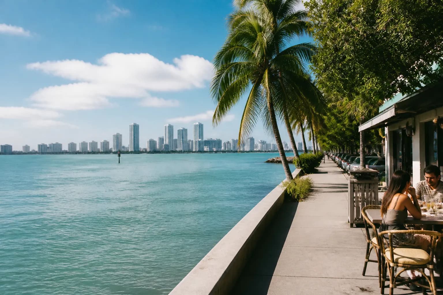 Realistic Miami food and neighborhood scene