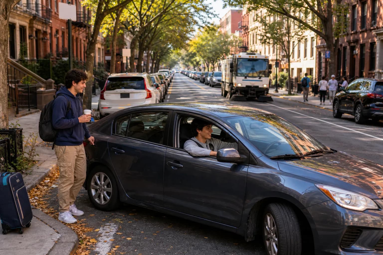 Alternate side parking morning in a student neighborhood