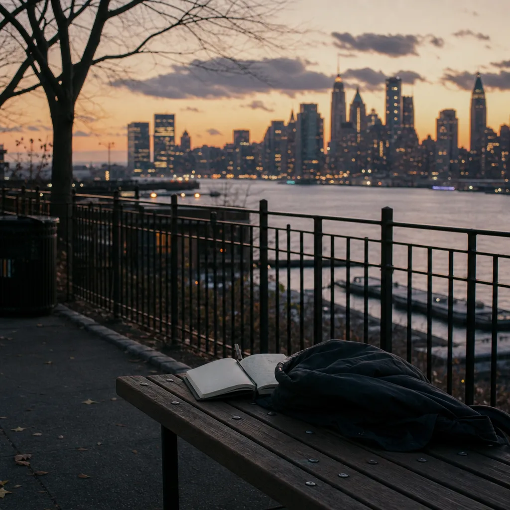 A quiet Brooklyn Heights overlook at dusk after a campus walk