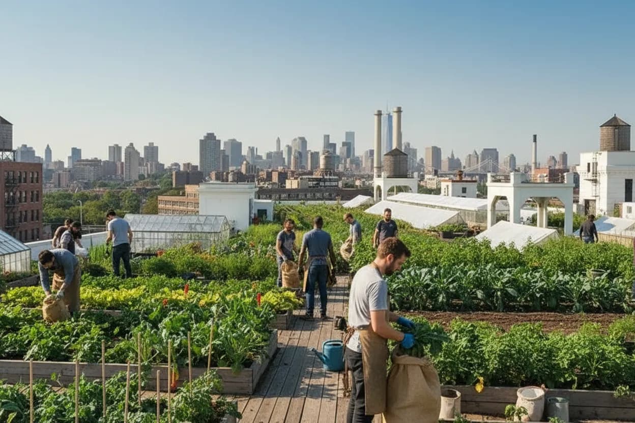 Cover scene for Brooklyn Grange Sunset Farm Tour: A Rooftop Queens Plan With Real Shade