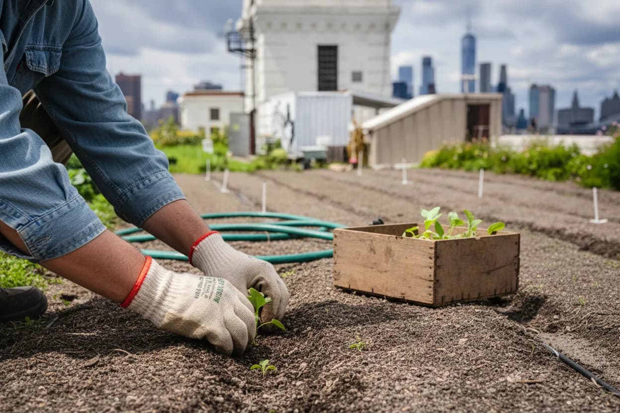 Editorial detail for Brooklyn Grange Sunset Farm Tour: A Rooftop Queens Plan With Real Shade