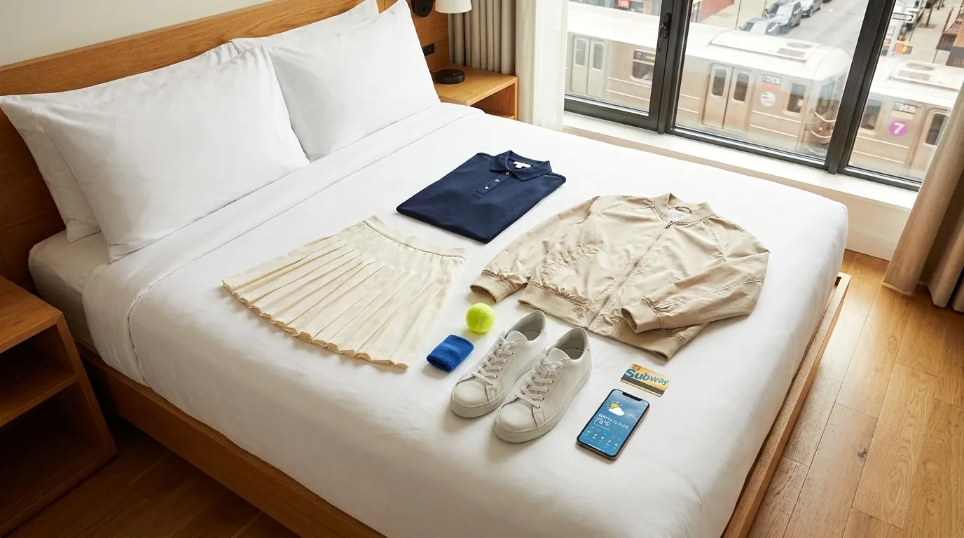 Photorealistic New York scene for Build a US Open Capsule Wardrobe for Changing Weather.
