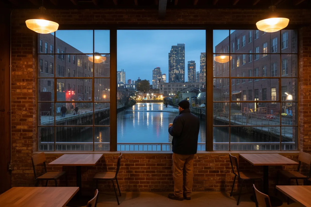 NYC experience scene for Cafe Mars in Gowanus: A Playful Dinner Plan Before a Canal Walk