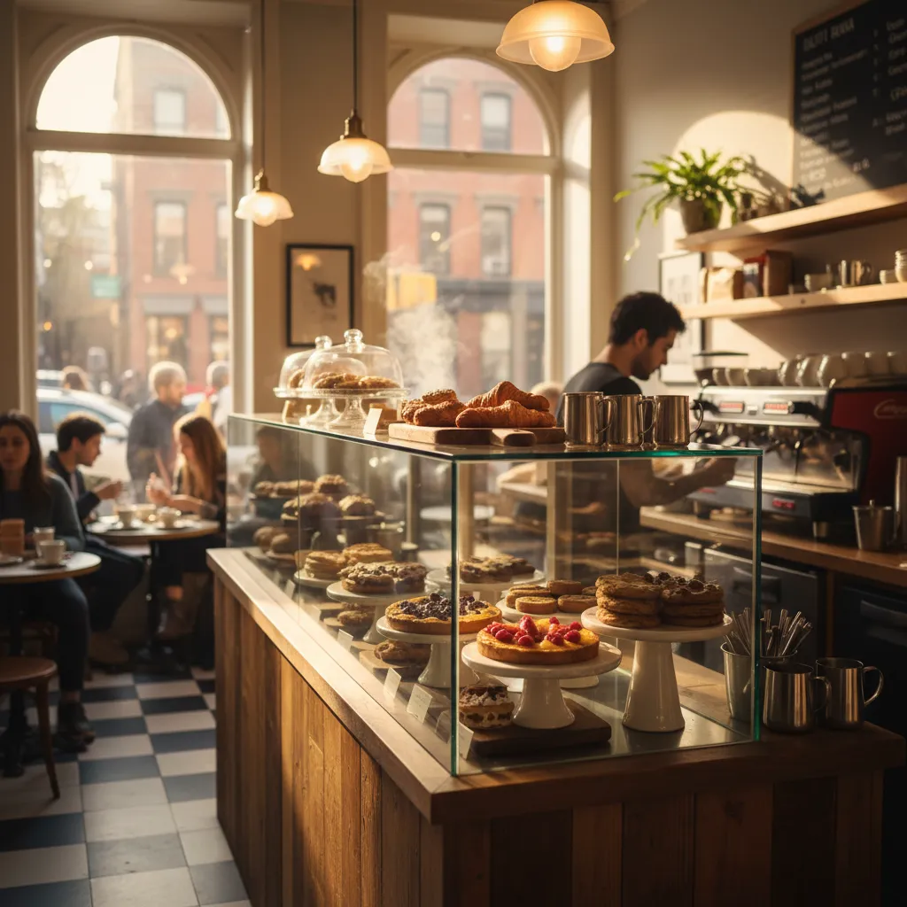Editorial-style realistic scene inspired by Cafe Panna in New York.