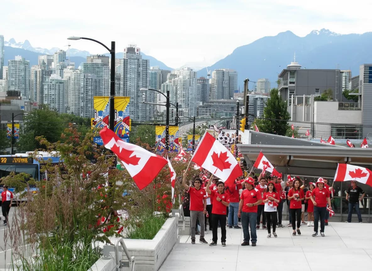 Bright public fan atmosphere for Canada in Vancouver