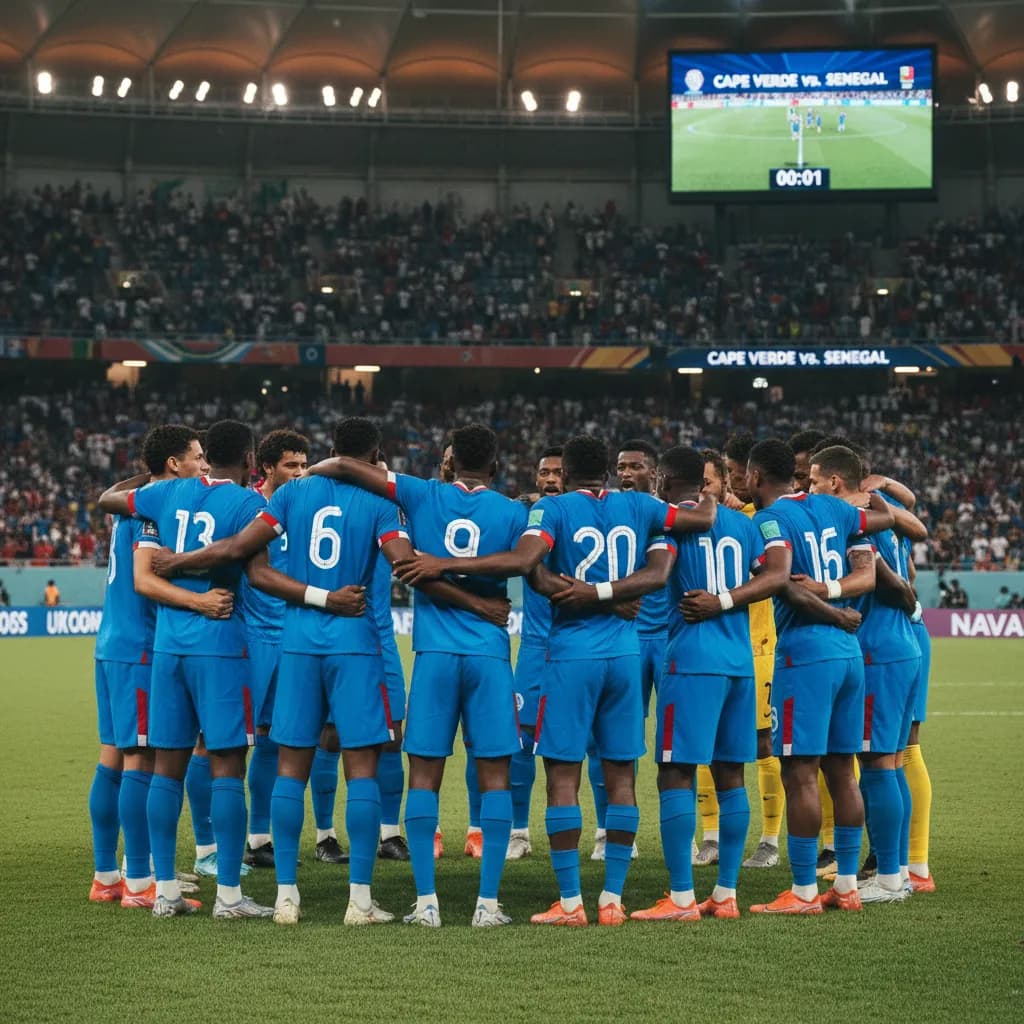 Cape Verde fans waving flags in a packed Boston stadium
