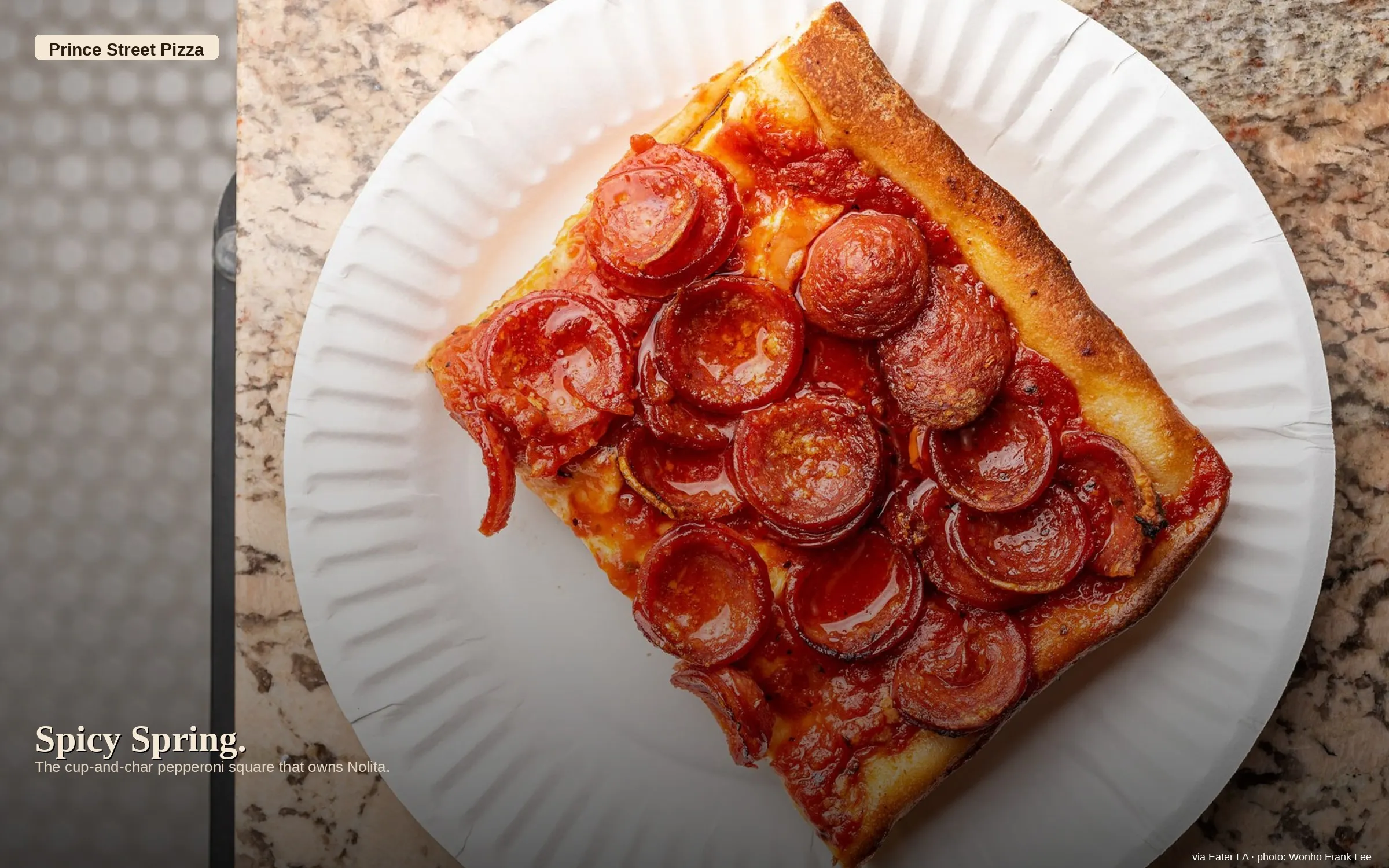 Prince Street Pizza — the Spicy Spring square slice. Photo via Eater LA / Wonho Frank Lee.