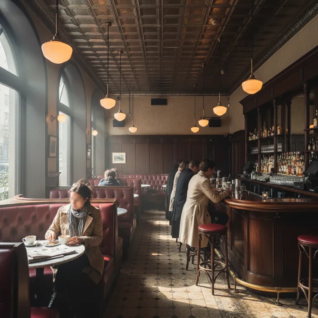 Editorial-style realistic scene inspired by Cecchi's in New York.