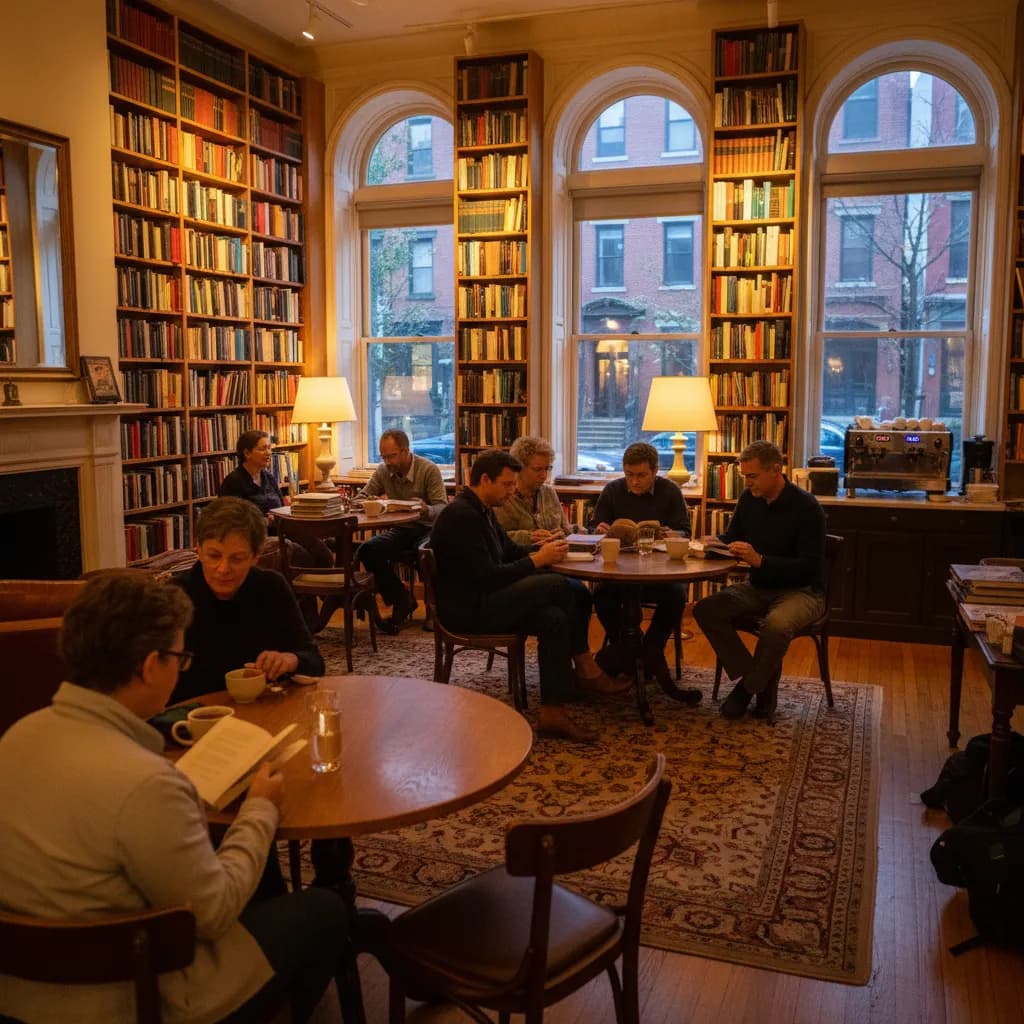 Editorial-style detail scene for Center for Fiction in New York.