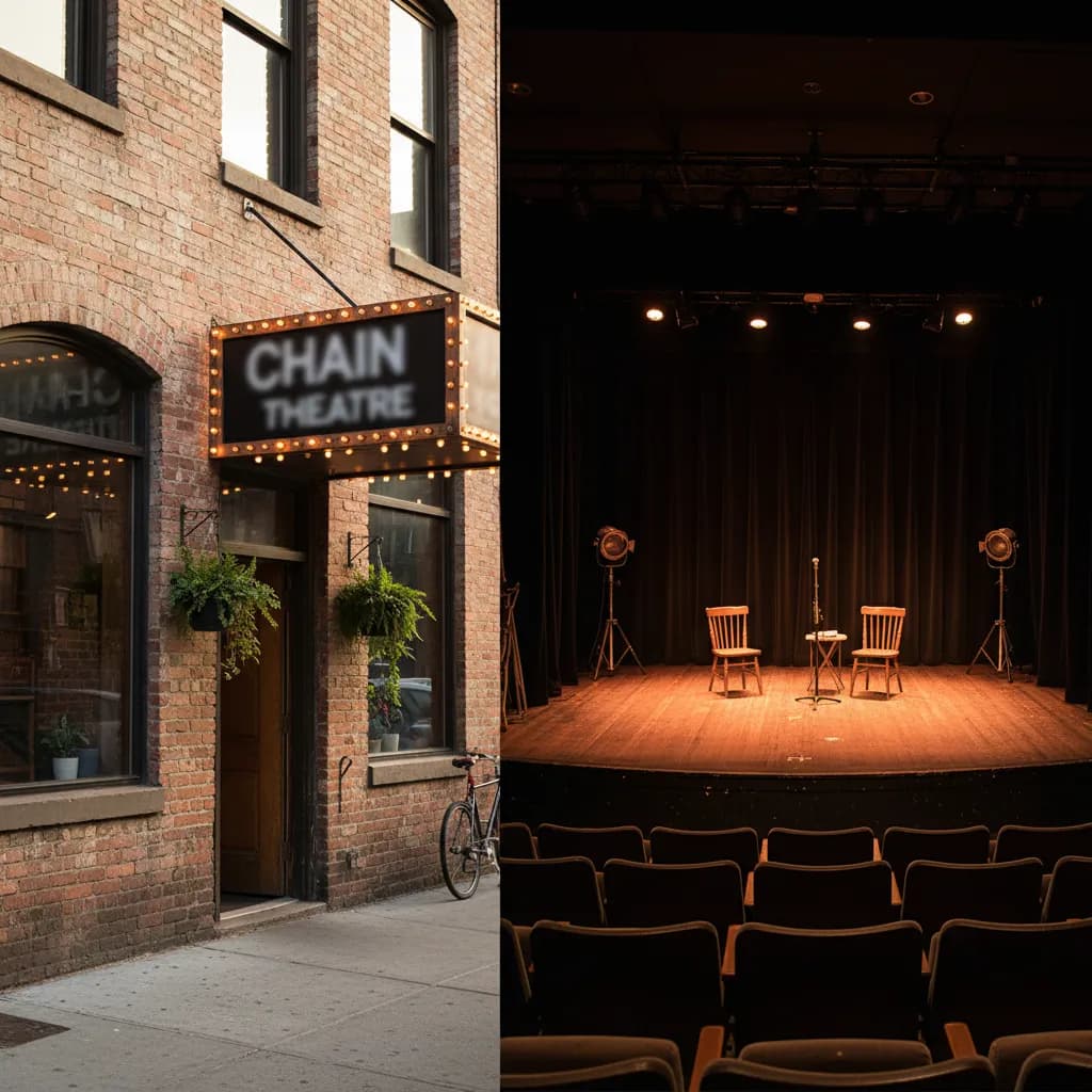 Editorial-style detail scene for The Chain Theatre in New York.