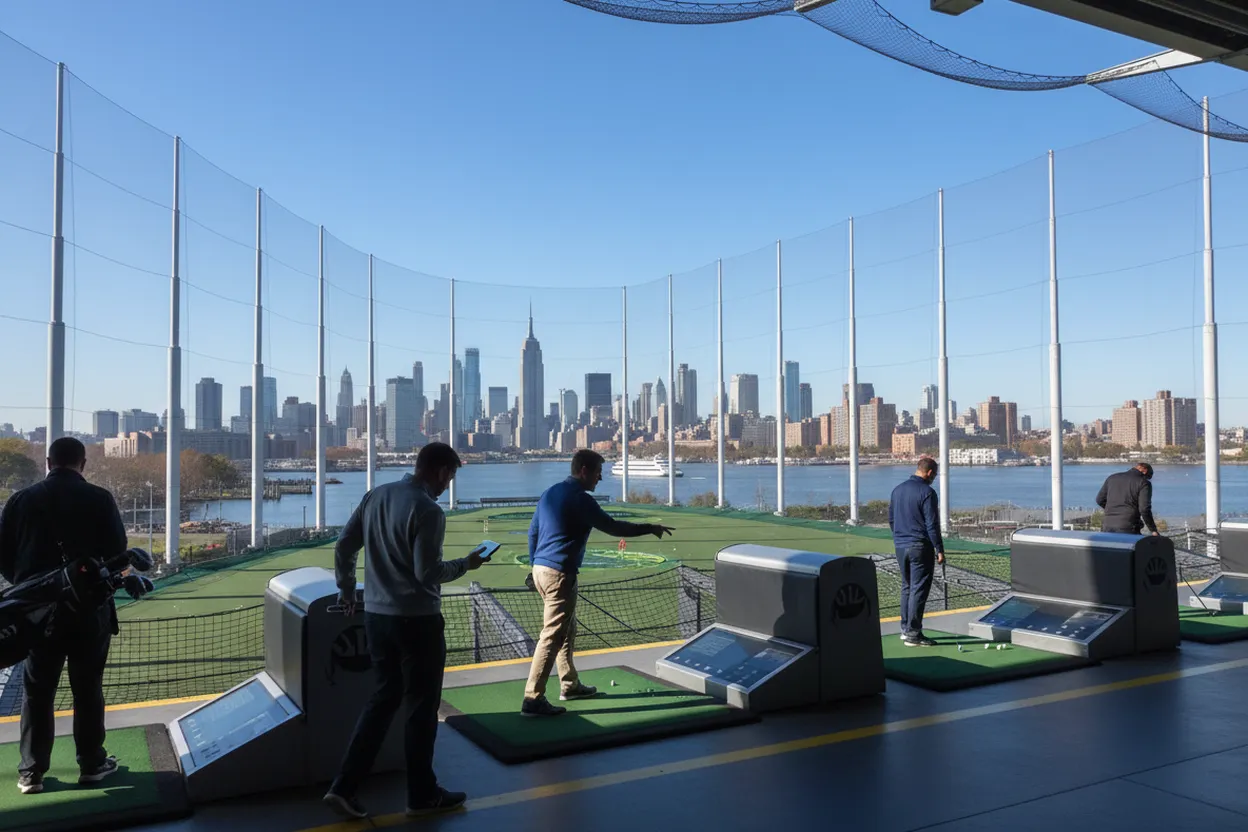 NYC experience scene for Chelsea Piers Golf: A Beginner-Friendly Driving Range Night in Manhattan