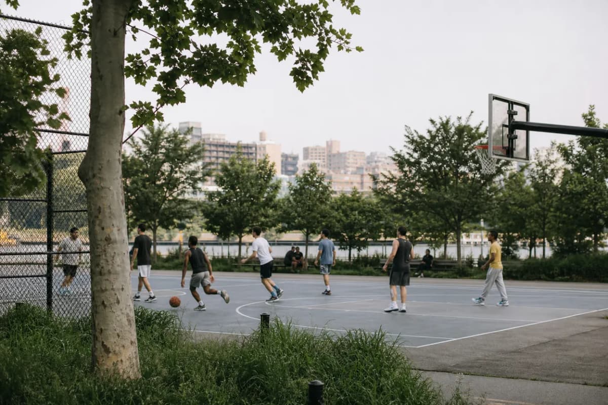 NYC experience scene for Chelsea Waterside Park Basketball: A Step-Free Half-Court Hang Near the Hudson