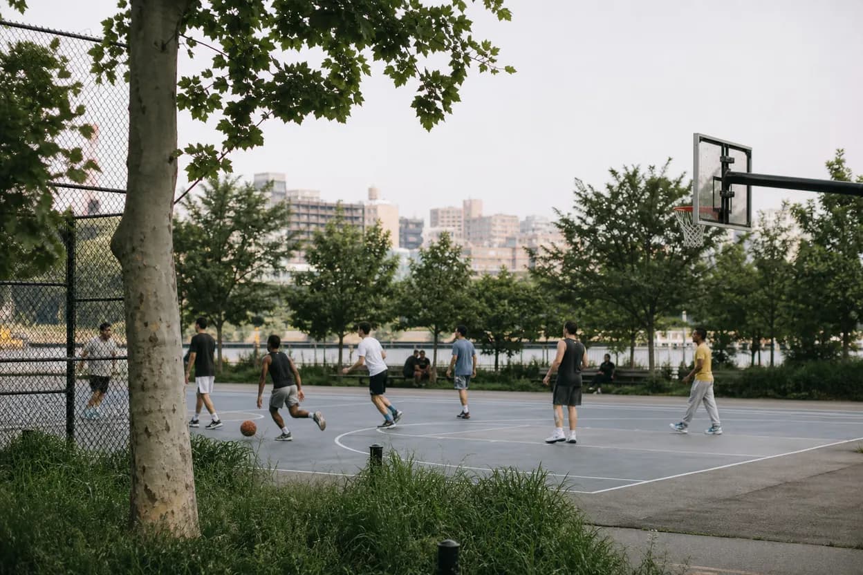 NYC experience scene for Chelsea Waterside Park Basketball: A Step-Free Half-Court Hang Near the Hudson