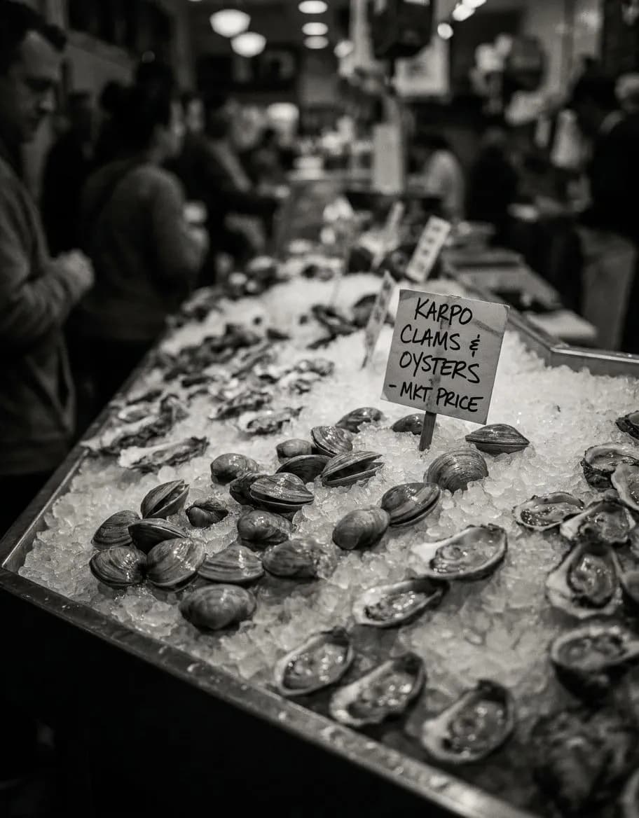city island's seafood markets when the morning deliveries are still on ice