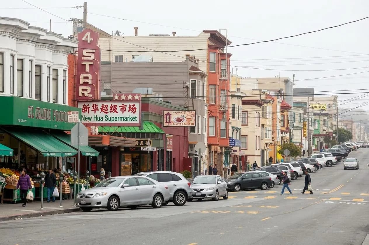Clement Street storefronts in San Francisco's Richmond District