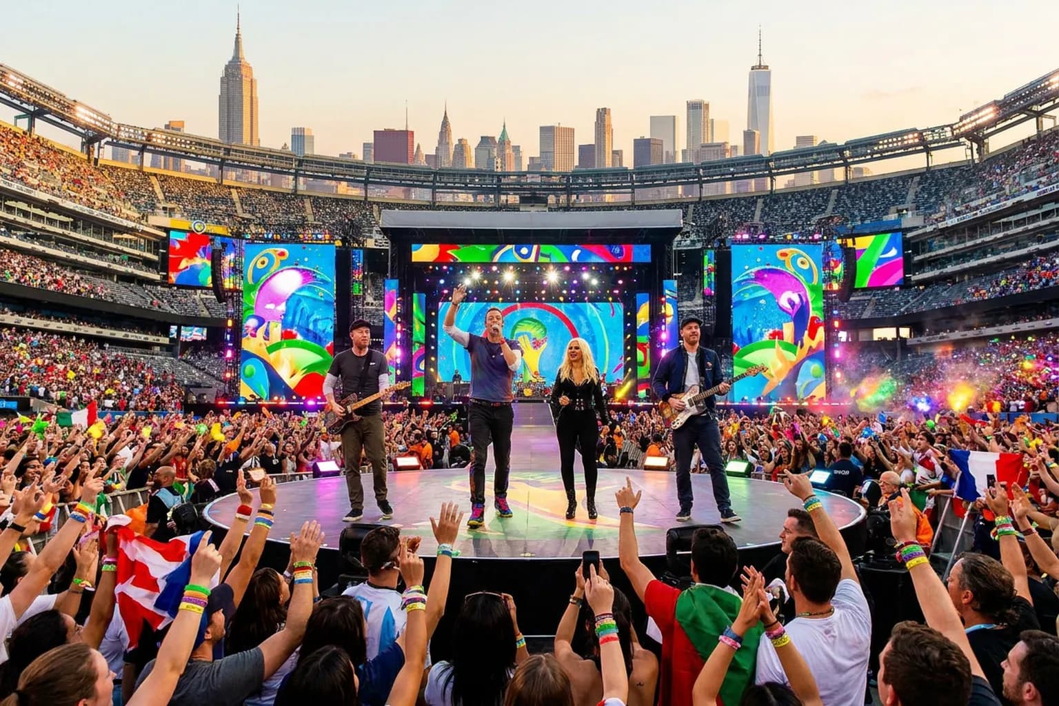 Bright World Cup match-day scene in East Rutherford · New York City · North America.