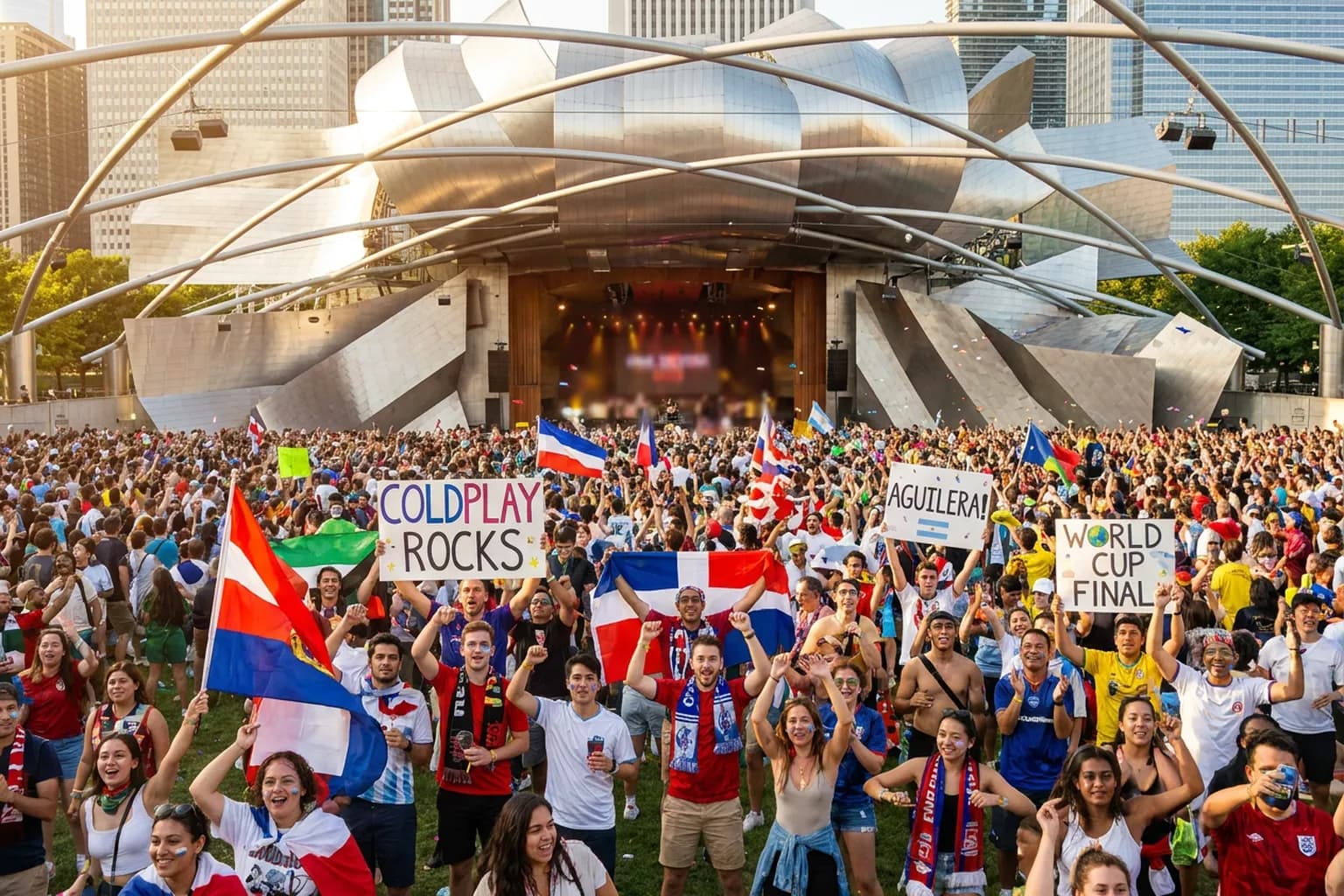 World Cup supporters navigating East Rutherford · New York City · North America during match day.