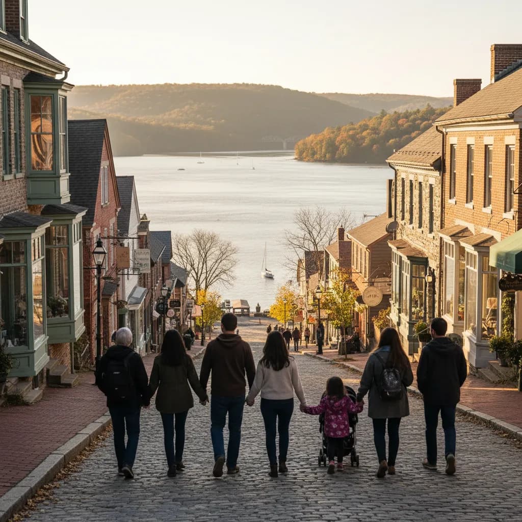 Cold Spring, NY village street near the Hudson River