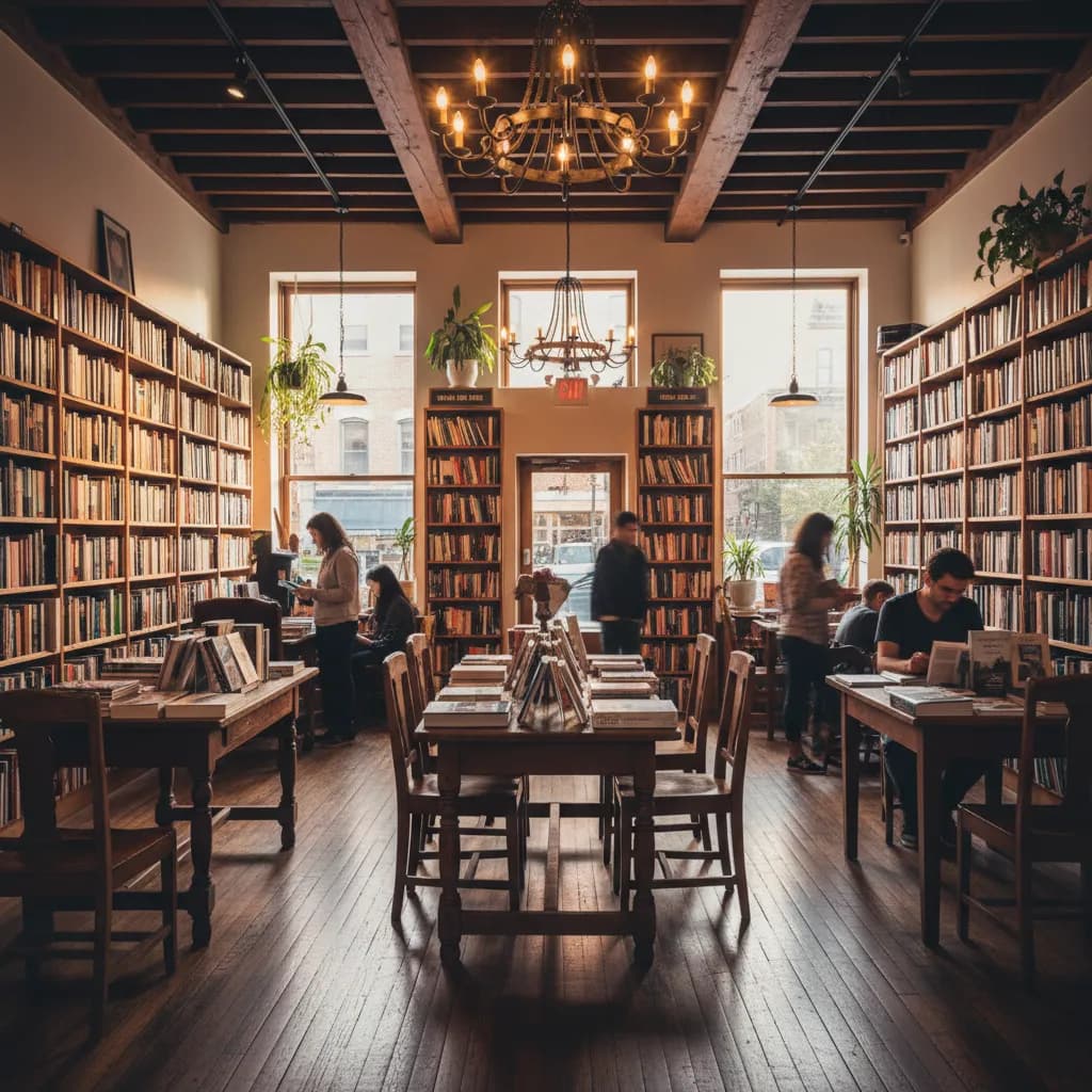 Editorial-style realistic scene inspired by Community Bookstore in New York.