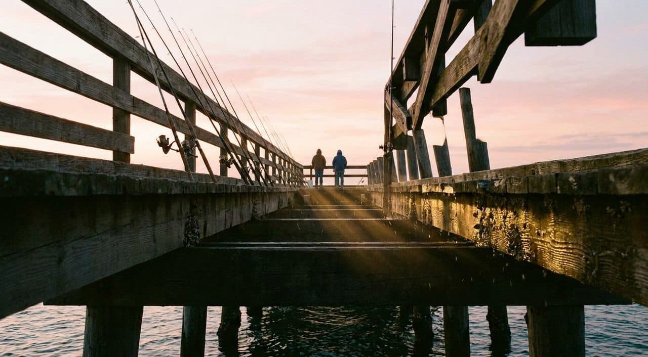The Coney Island Pier at First Light When the Fishermen Own the Boardwalk - scene