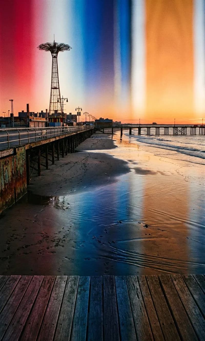 Coney Island Boardwalk Sunrise Walk from Brighton Beach to Luna Park and the 6:15am Ocean View