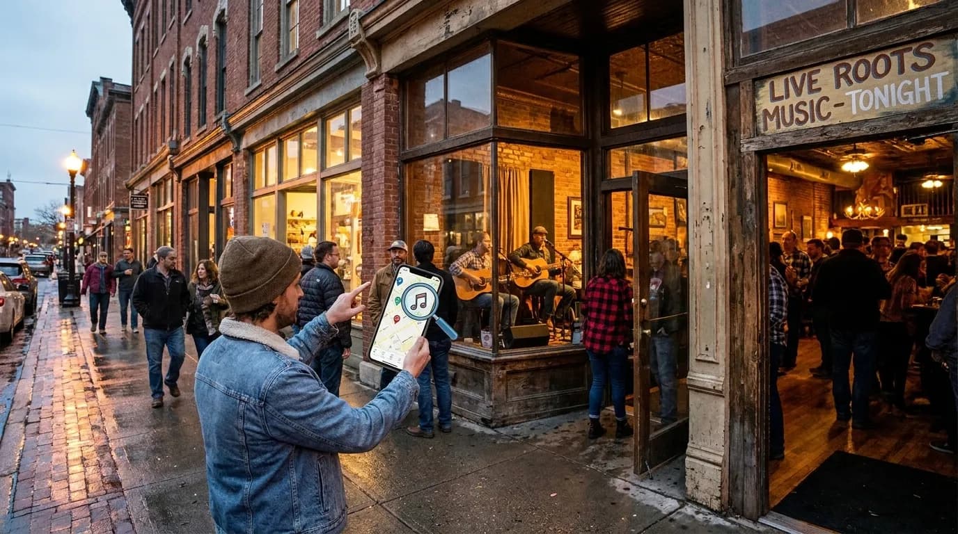 Live country music performance in a San Francisco venue with stage lights and audience